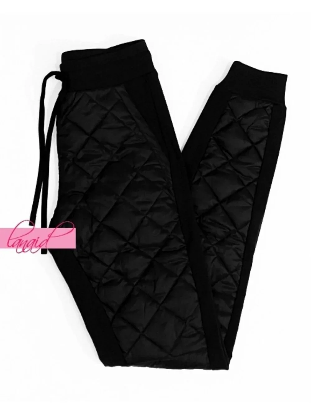 Alo Winter Warm High-Waist Moto Puffer Pant Black Brushed Hi-Rise Quilted Jogger